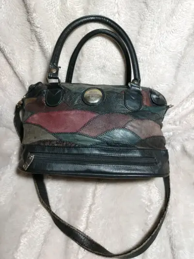 Bolso de cuero multicolor estilo vintage - miniatura 1