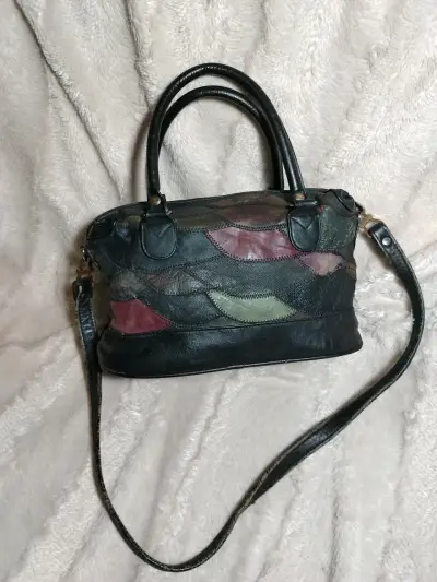 Bolso de cuero multicolor estilo vintage - miniatura 2