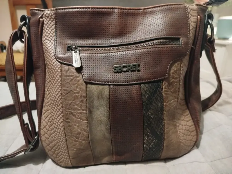 Cartera de cuero Secret marrón multicolor