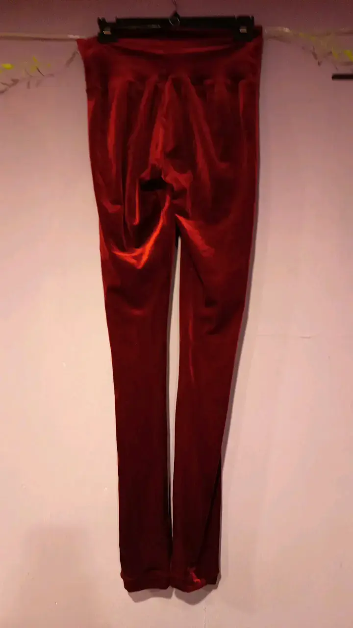 Calzas de terciopelo rojo para mujer - 2