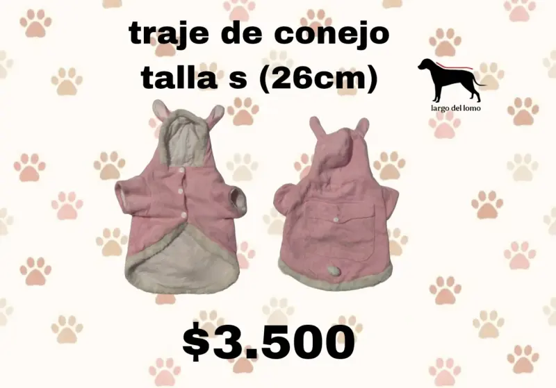 Traje de conejo para perro talla S