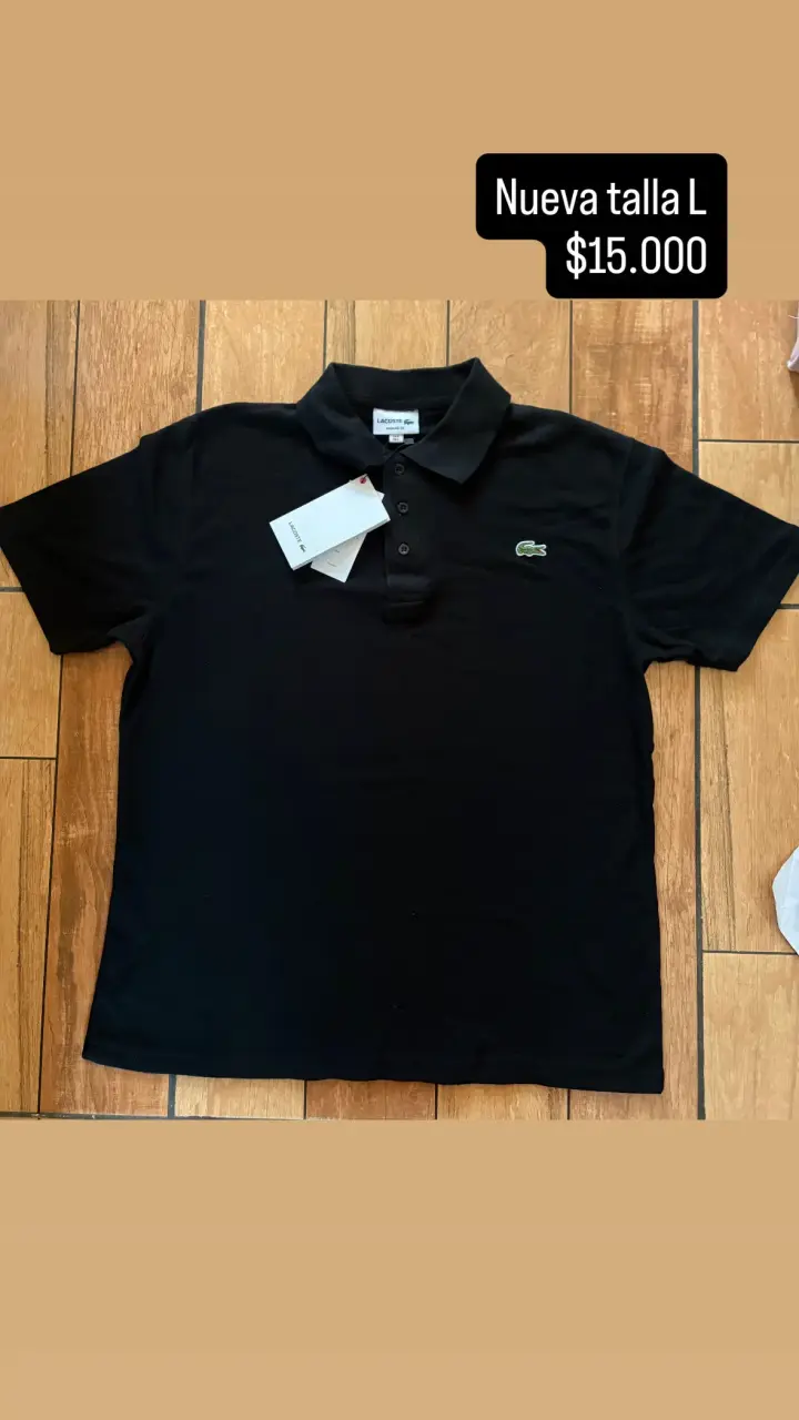 Polera polo Lacoste negra nueva talla L
