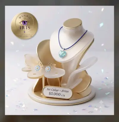 Set de joyas artesanales con colgante y aros - miniatura 2