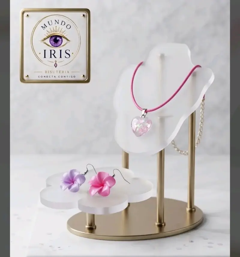 Set de joyas artesanales con colgante y aros - 3