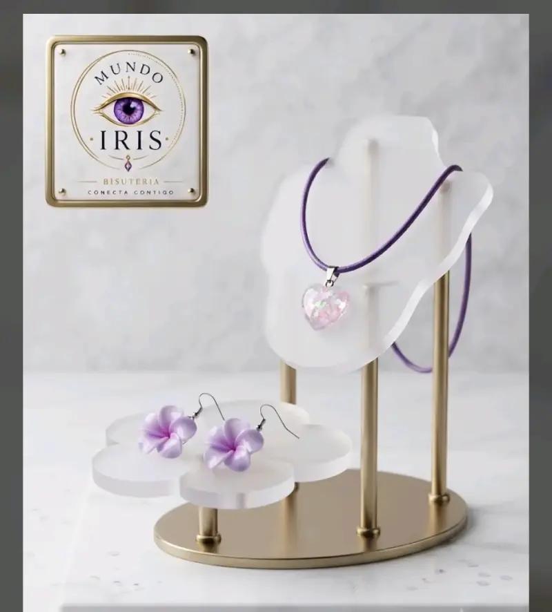 Set de joyas artesanales con colgante y aros - 4