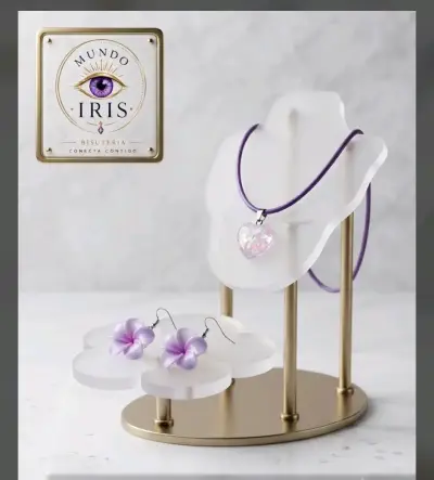 Set de joyas artesanales con colgante y aros - miniatura 4