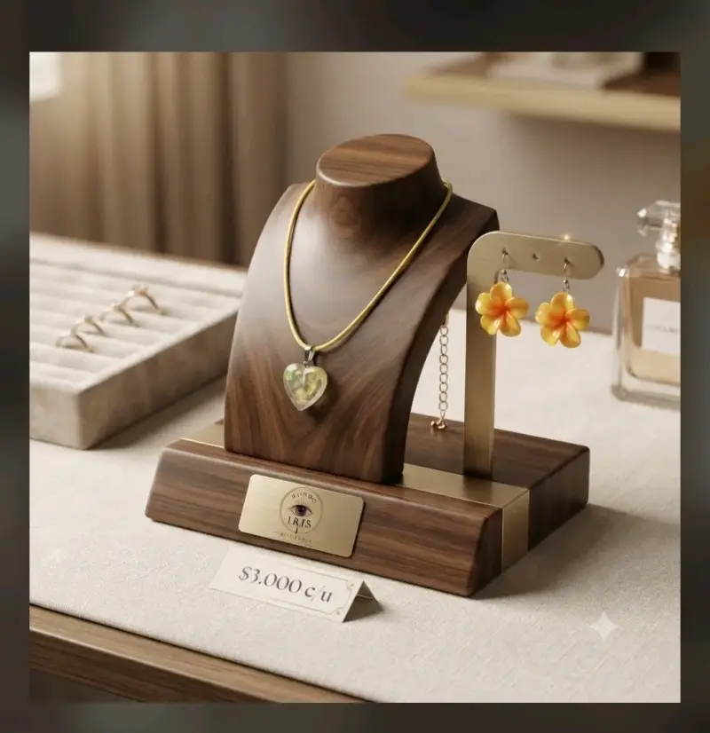 Set de joyas artesanales con colgante y aros - 5