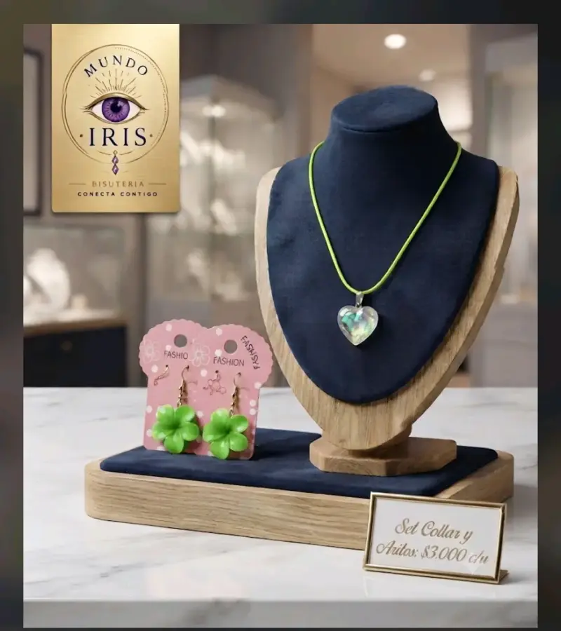 Set de joyas artesanales con colgante y aros - 6