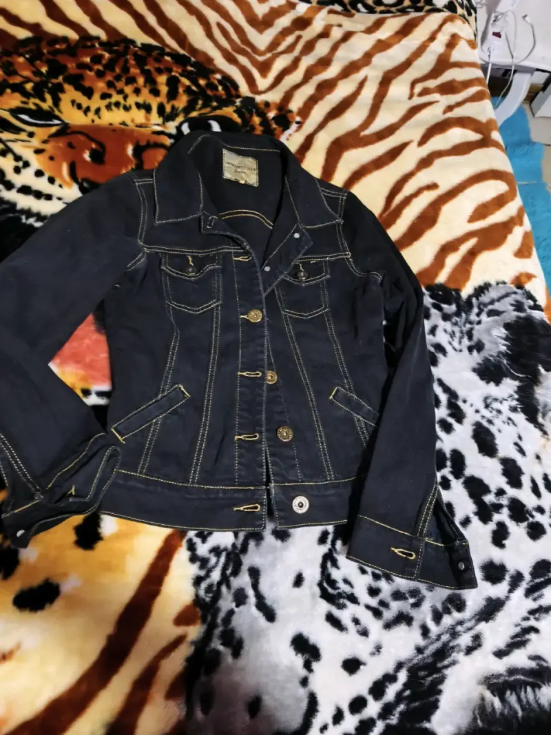 Chaqueta de mezclilla azul oscuro para mujer - 1