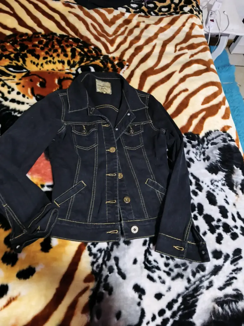 Chaqueta de mezclilla azul oscuro para mujer - 3