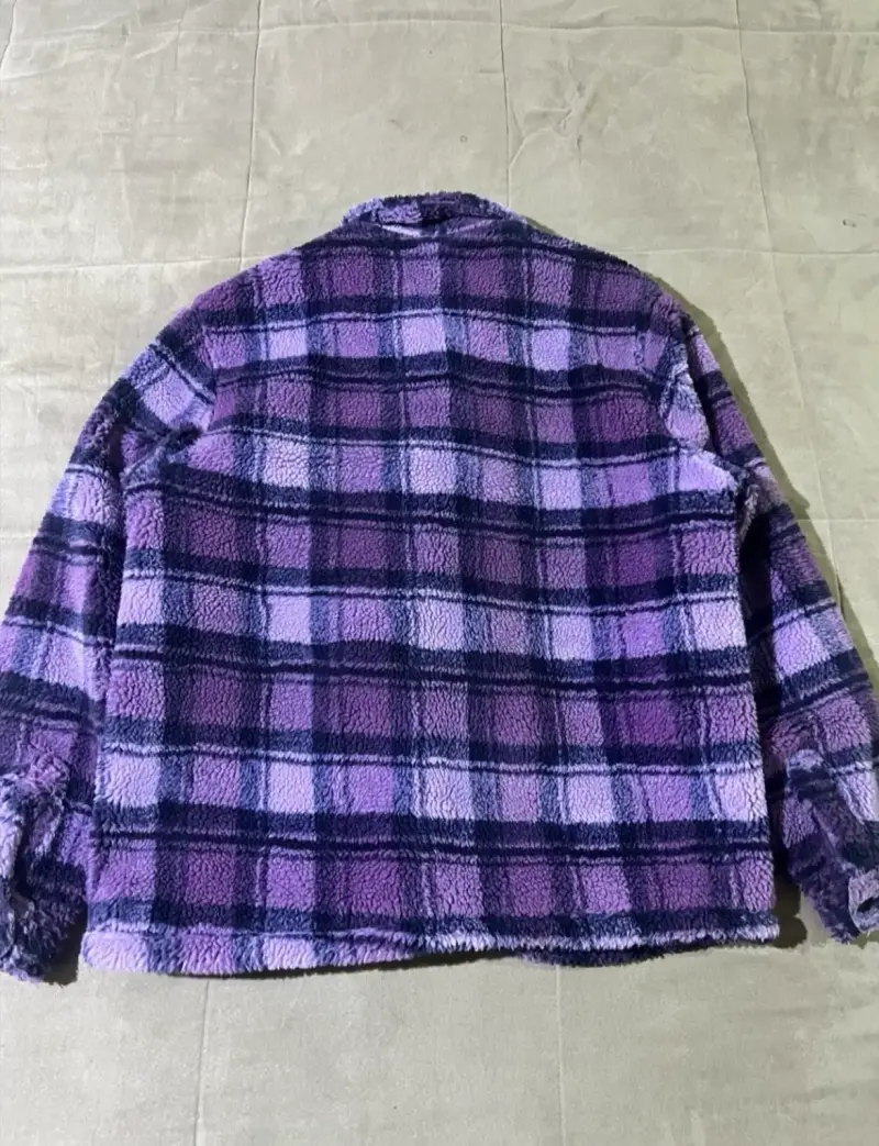 Chaqueta de lana a cuadros morada H&M - 2
