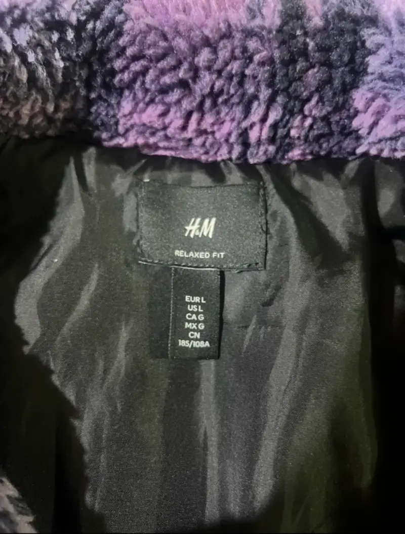 Chaqueta de lana a cuadros morada H&M - 3