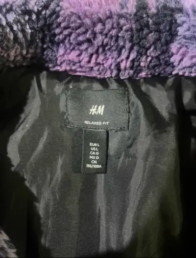 Chaqueta de lana a cuadros morada H&M - miniatura 3