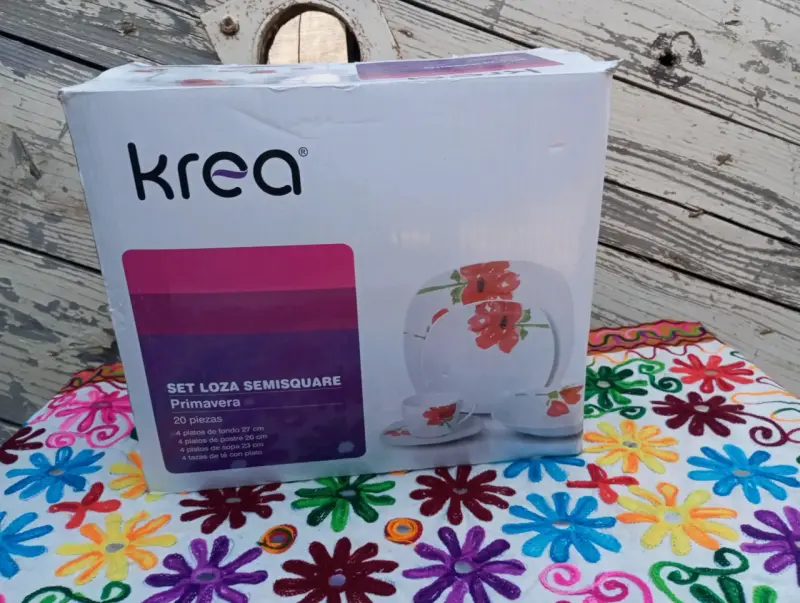 Set de loza semicuadrada Krea Primavera 20 piezas