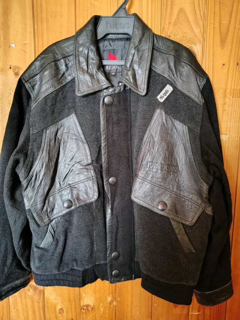 Chaqueta de cuero Redox negra vintage - 1