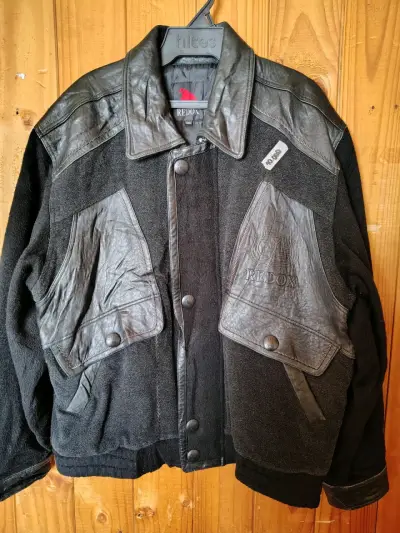 Chaqueta de cuero Redox negra vintage - miniatura 1
