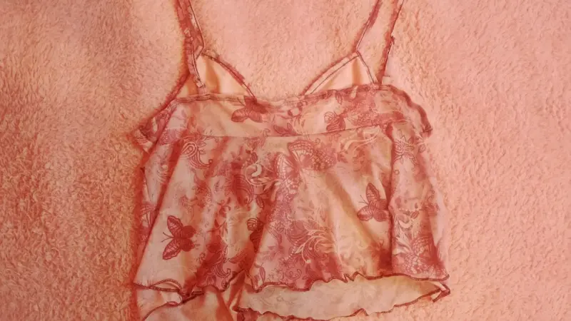 Top tipo Babydoll rosado - 3