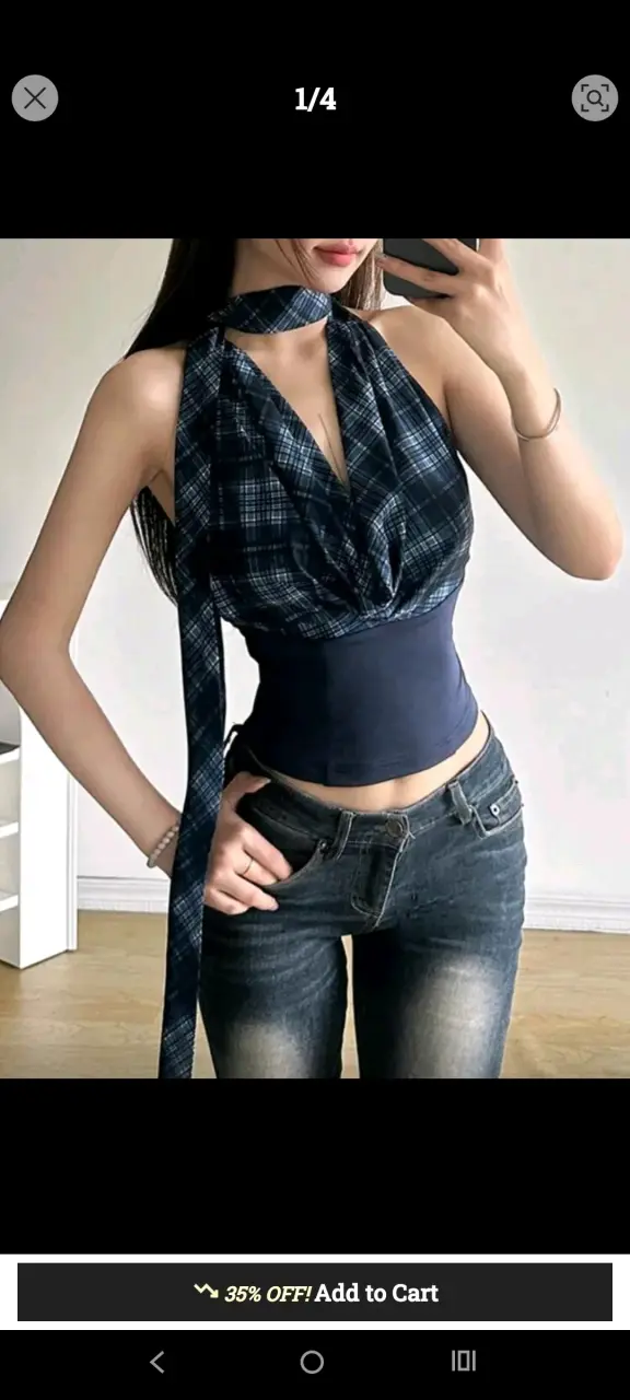 Top de mujer a cuadros elegante - 3