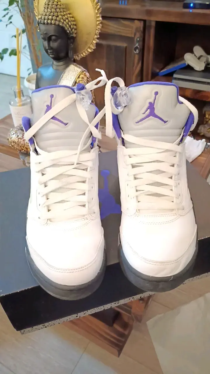 Zapatillas jordan retro 5 white/dark concord/black - 1