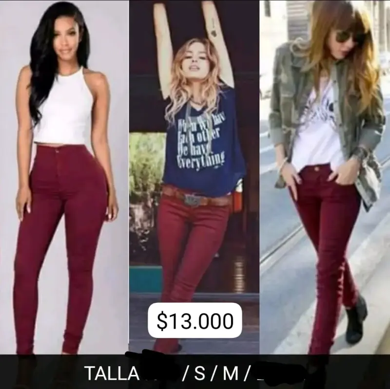 OFERTA Pantalones ajustados burdeos para mujer - 1