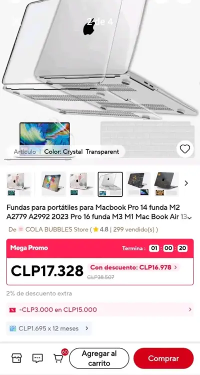 Cubierta protectora de acrílico para laptop - miniatura 2
