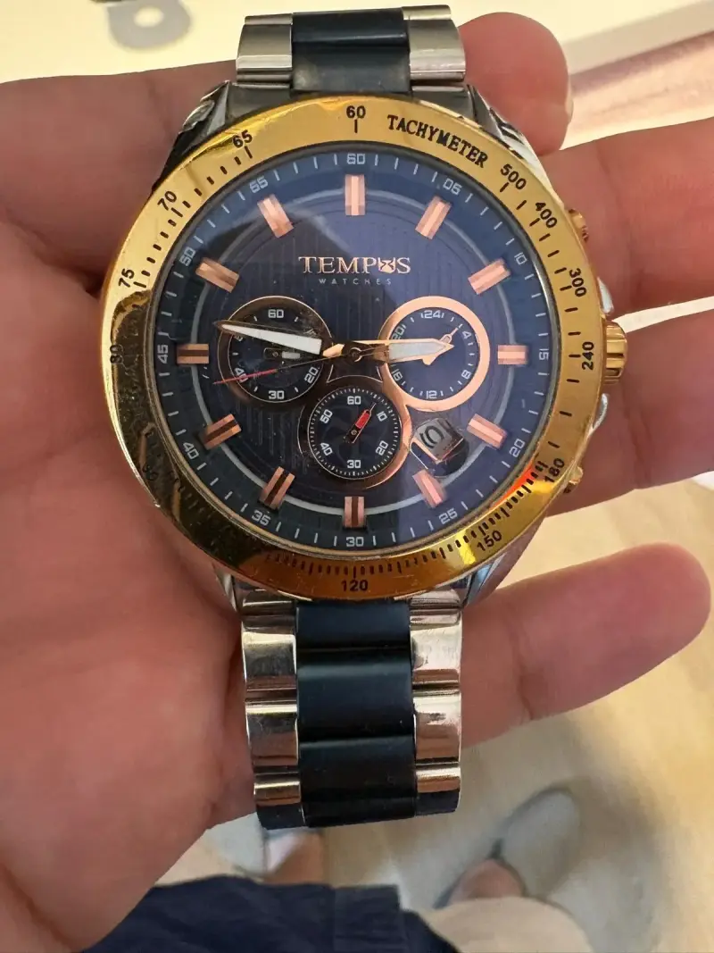 Reloj Tempus plateado, dorado y azul - 1