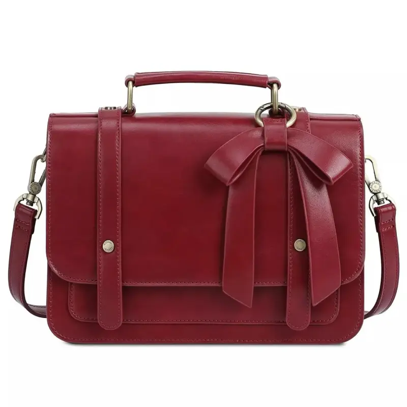 Cartera de cuero roja con lazo elegante - 1