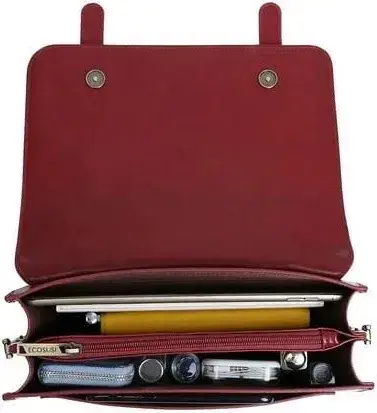 Cartera de cuero roja con lazo elegante - 2