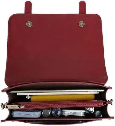 Cartera de cuero roja con lazo elegante - miniatura 2