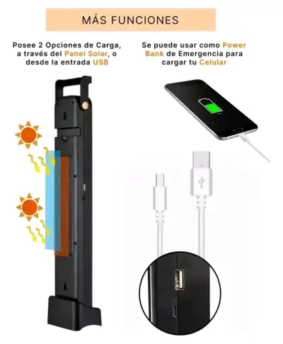 Lámpara LED solar de emergencia linterna - miniatura 3