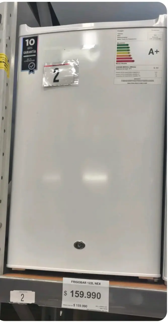 Frigobar NEX 122L A+ eficiencia energética