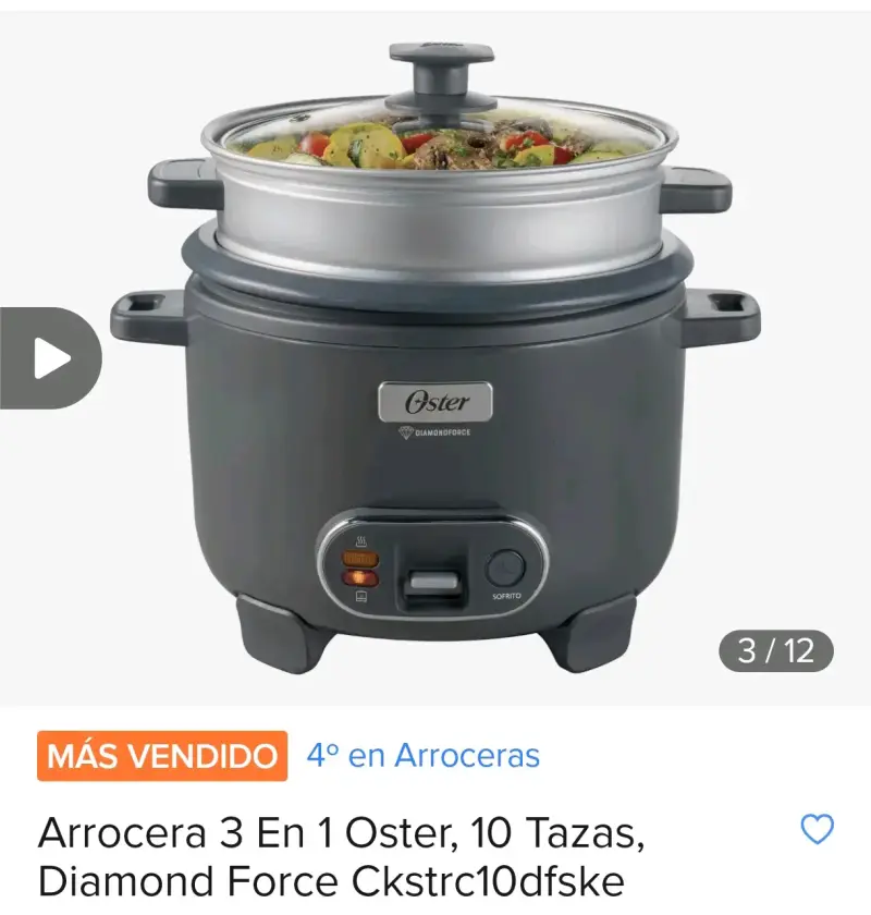 Arrocera Oster con vaporera DiamondForce - 2