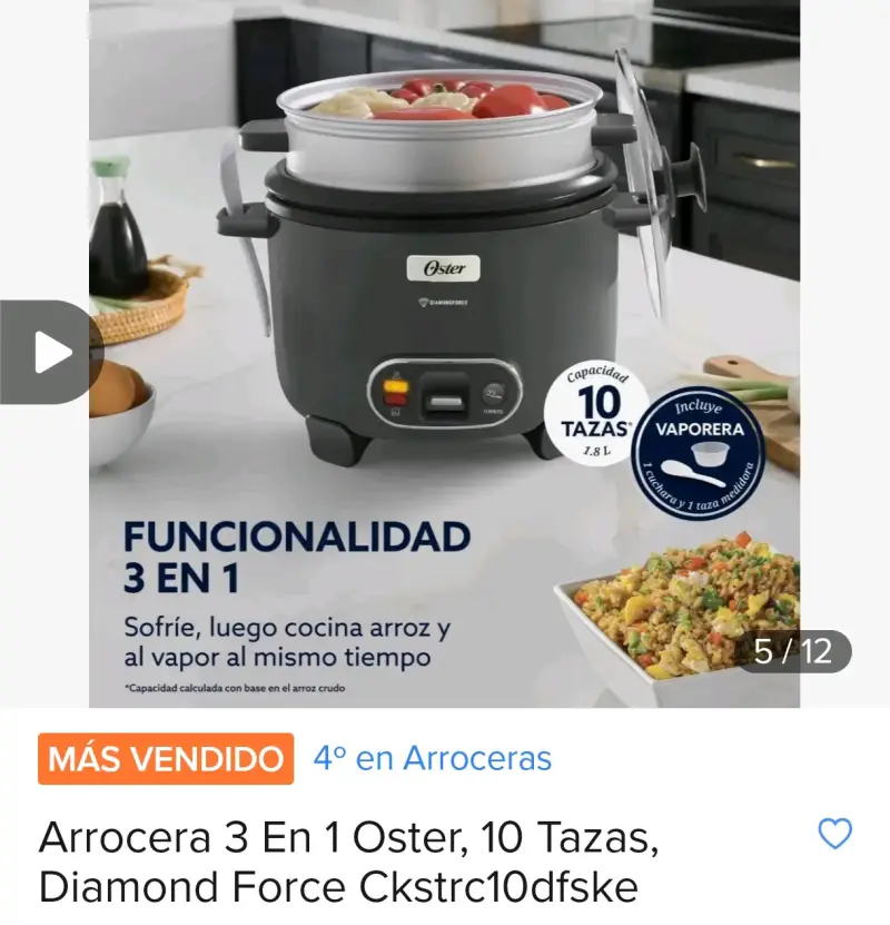 Arrocera Oster con vaporera DiamondForce - 3
