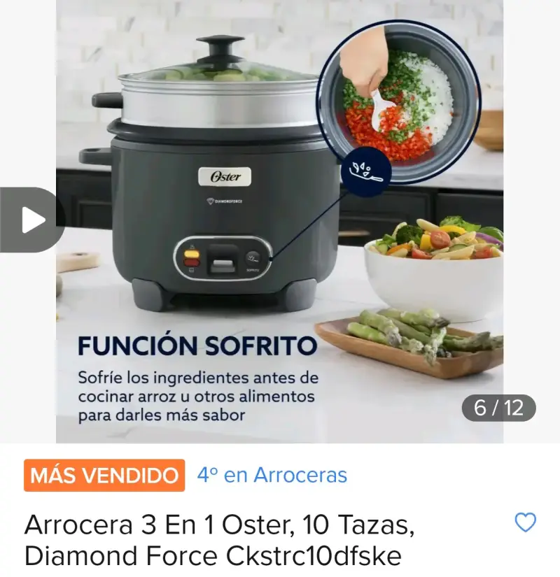 Arrocera Oster con vaporera DiamondForce - 4