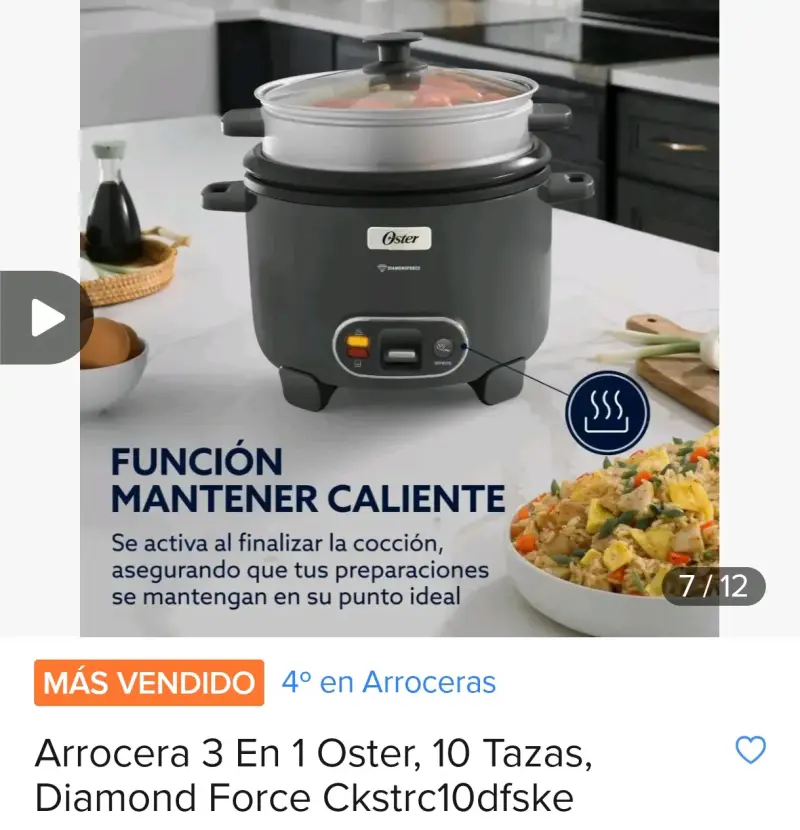 Arrocera Oster con vaporera DiamondForce - 5