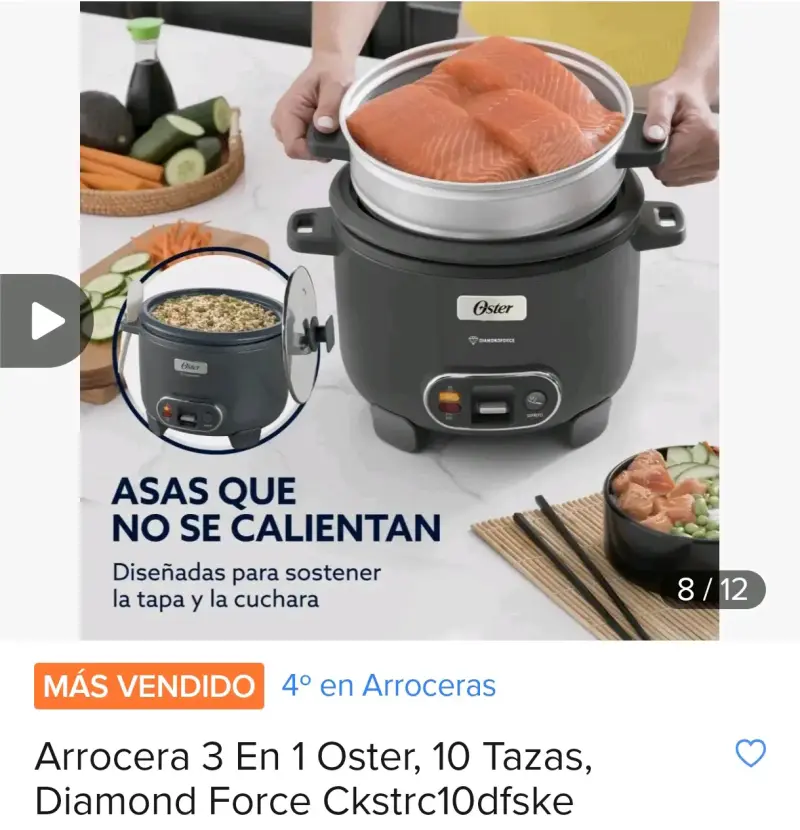 Arrocera Oster con vaporera DiamondForce - 6