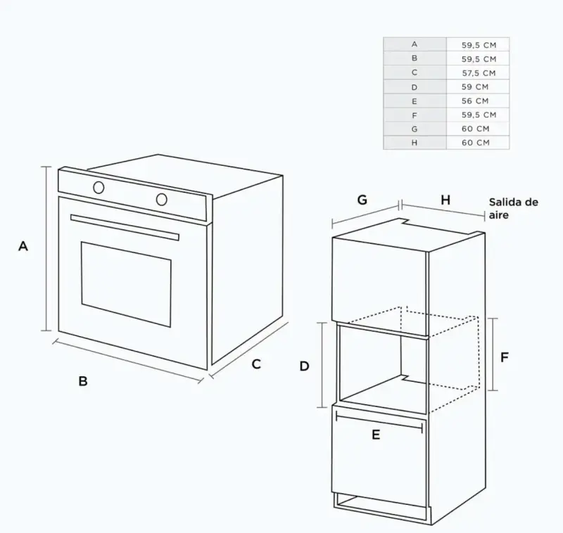 Kit Horno Empotrado Eléctrico Midea MHMC6MBOG2-KIT - 2