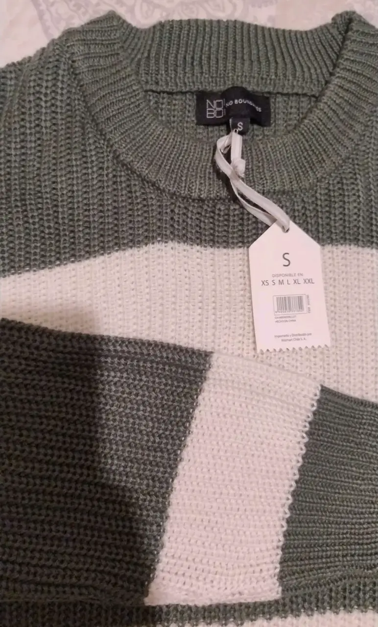 Suéter de rayas verde y blanco talla S - 2