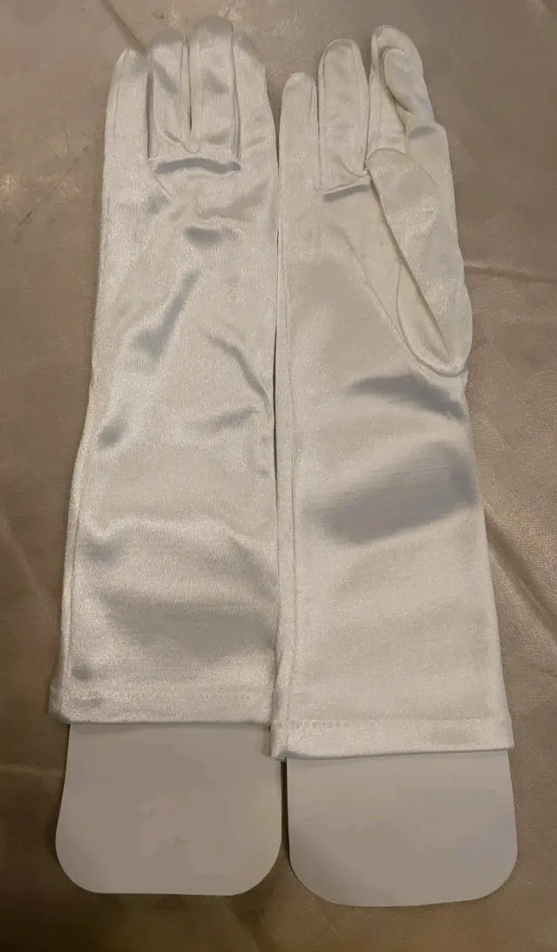 Guantes largos de satén blanco - 2