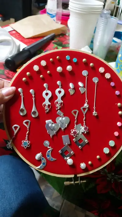 Set de aros bañados en  plata variados - miniatura 1