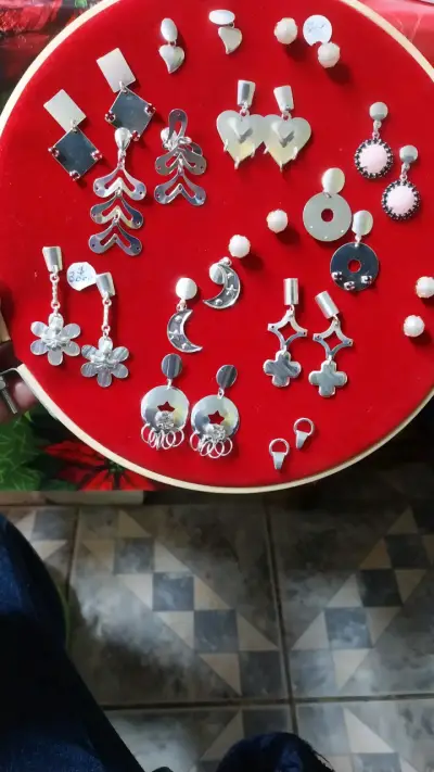 Set de aros bañados en  plata variados - miniatura 2