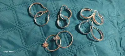 Set de aros bañados en  plata variados - miniatura 5