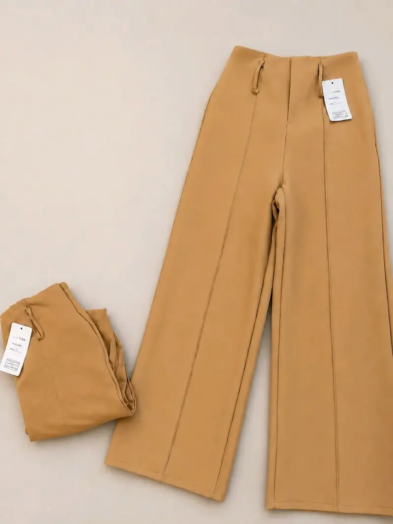 Pantalones mostaza de talle alto - 1