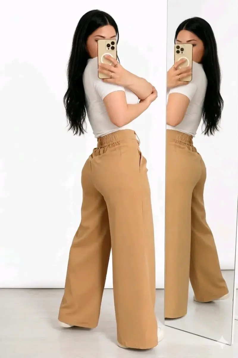 Pantalones mostaza de talle alto - 2