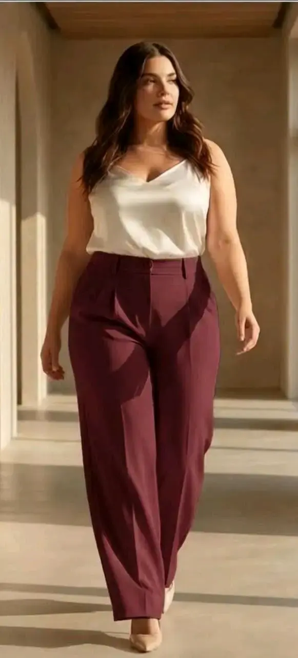Pantalones de vestir burdeos para mujer