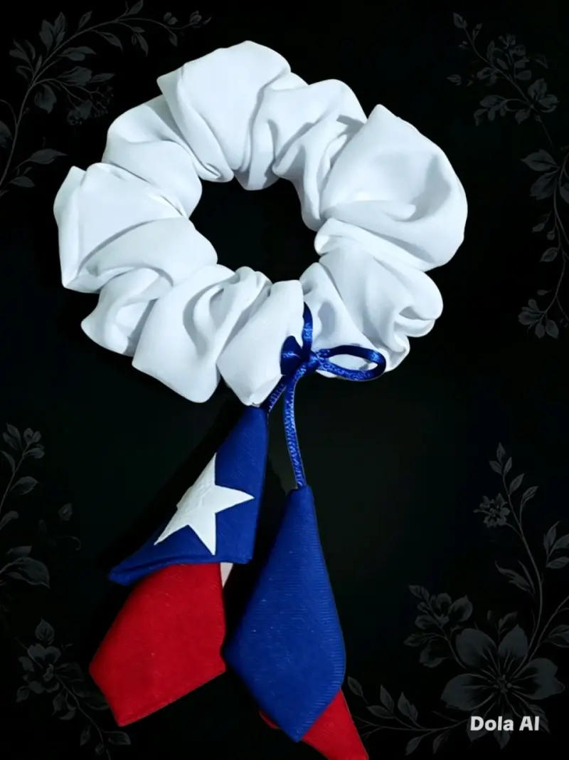 Coletero blanco con lazo bandera chilena - 1