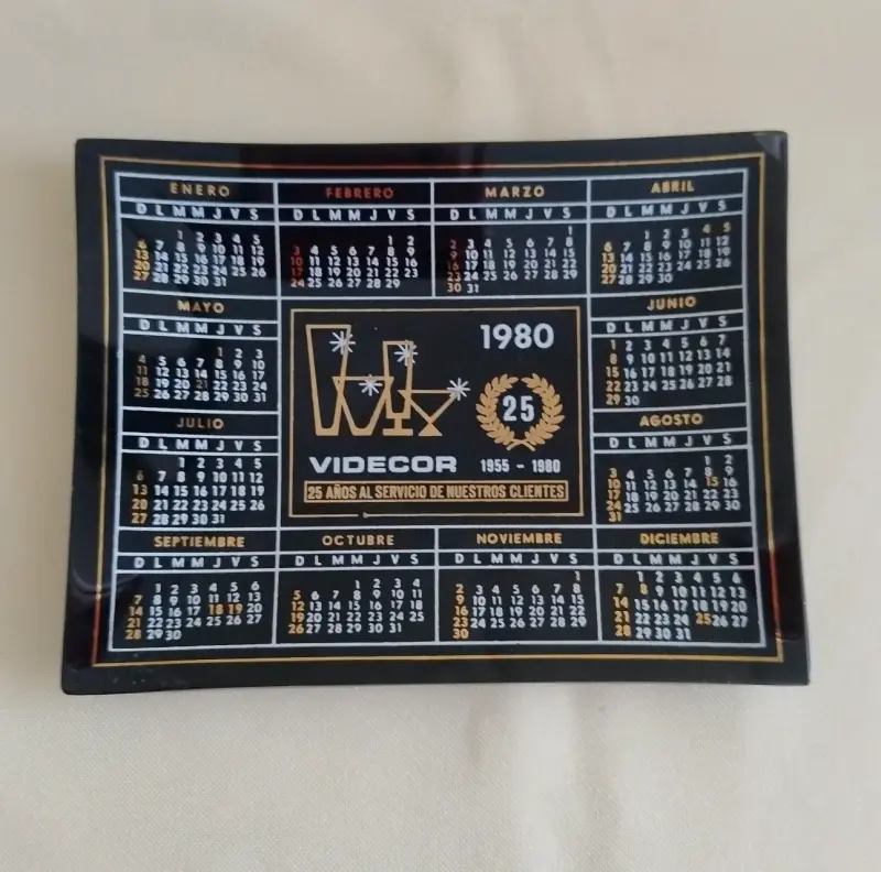 Calendario vintage de vidrioVidecor 1980 - 1