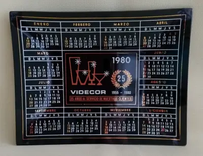 Calendario vintage de vidrioVidecor 1980 - miniatura 3