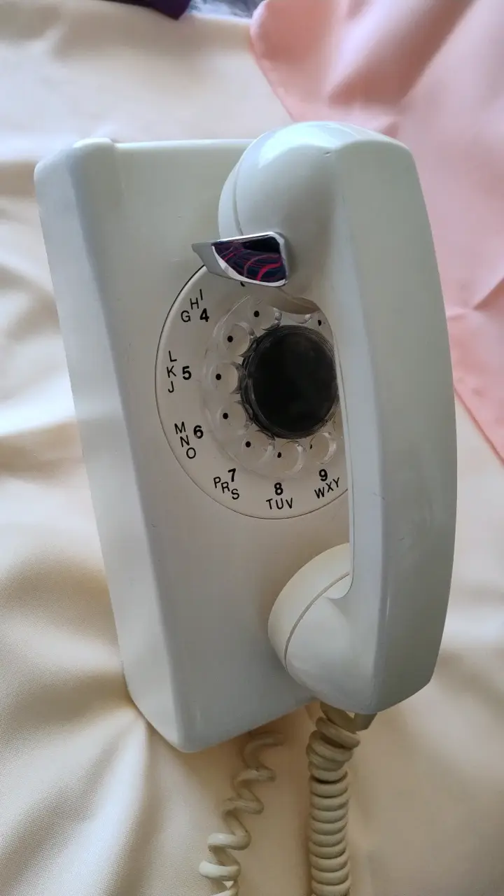 Teléfono vintage de disco blanco - 5