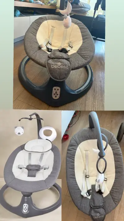 Silla mecedora para bebé Bebesit gris - miniatura 1